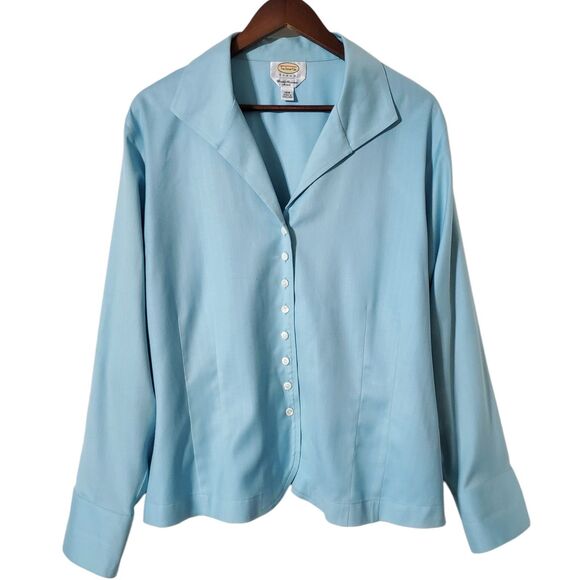 Talbots Herringbone Button up Blouse Size 18W Wrinkle Resistant Stretch Lastol - Picture 1 of 9